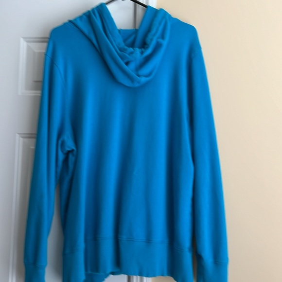EUC VINTAGE OLD NAVY ZIPPER HOODIE SZ XXL COLOR TEAL WITH DARK BLUE GRAPHICS - Picture 2 of 5